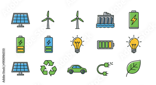 Set of Renewable Energy Icons