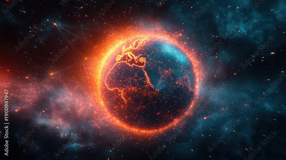 Obraz premium Global Digital Network - Connecting the World world global network technology communication data map