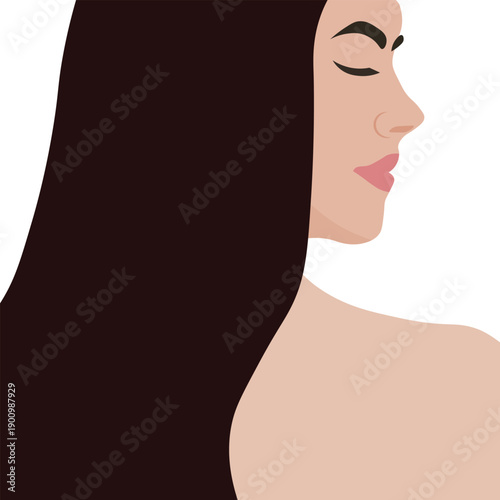 Beautiful long hair brunette woman with beauty hairstyle female model