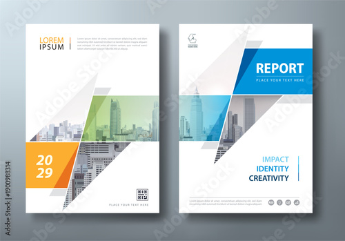 Blue and Orange Annual report brochure flyer design template vector, Leaflet presentation, book cover, layout in A4 size