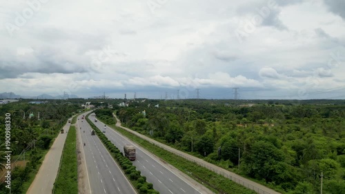 Aerial View of NH48 Bangalore–Mumbai Highway Near Nelamangala Industrial Area