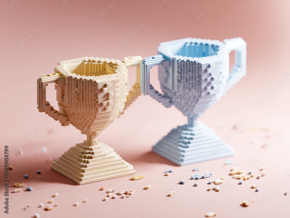 Fototapeta premium Colorful Lego Trophy Award - Celebration Concept
