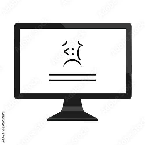 Computer Screen with Sad Emoticon and Error Message