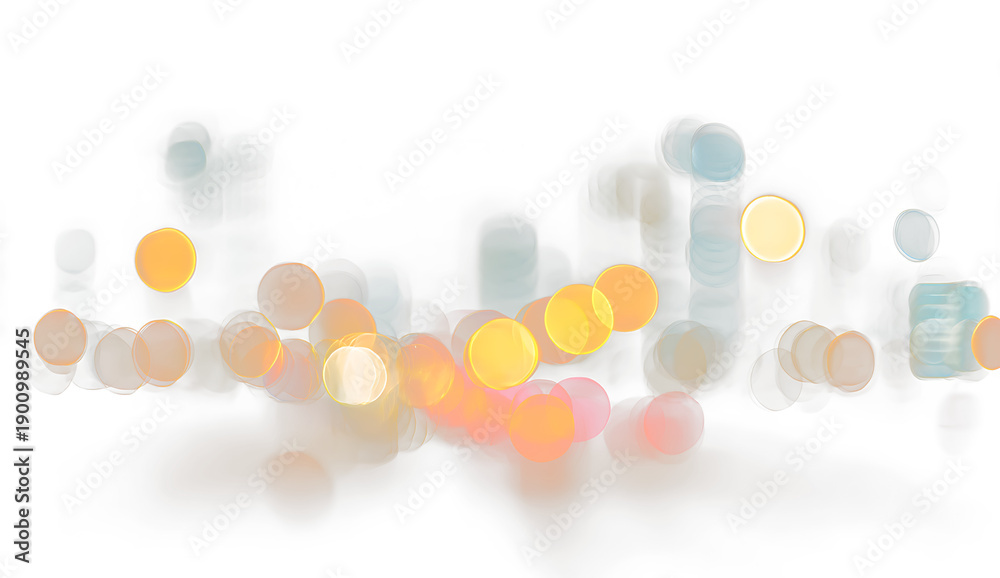Obraz premium Blurred colored bokeh light PNG, background with dreamy glow and transparent effect