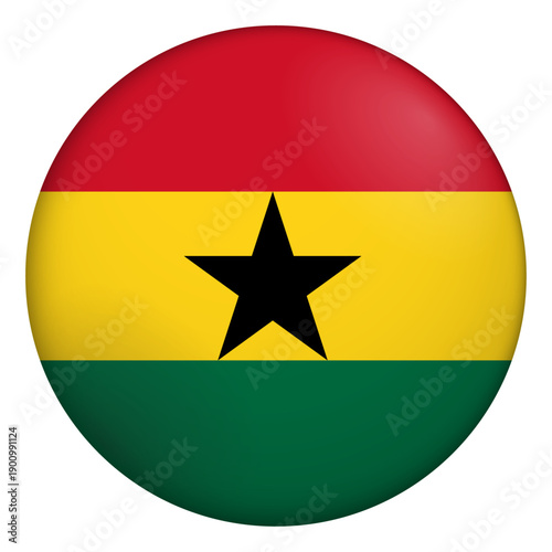 Free Download Flag of Ghana. Glossy circular flag. Button appearance. 3D Icon Design with depth - GFXLoad