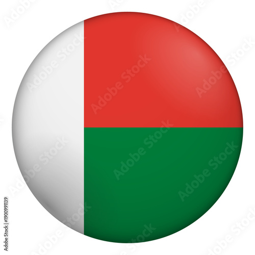 Free Download Flag of Madagascar. Glossy circular flag. Button appearance. 3D Icon Design with depth - GFXLoad