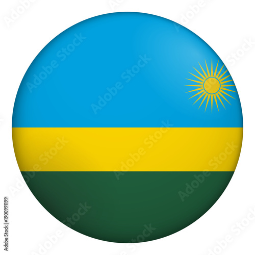 Free Download Flag of Rwanda. Glossy circular flag. Button appearance. 3D Icon Design with depth - GFXLoad