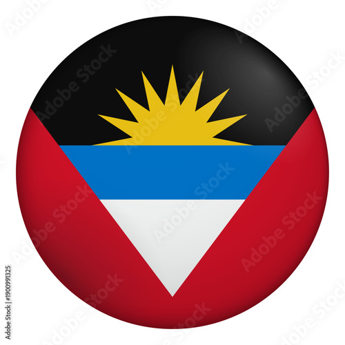 Free Download Flag of Antigua And Barbuda. Glossy circular flag. Button appearance. 3D Icon Design with depth - GFXLoad