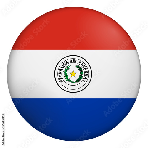 Flag of Paraguay. Glossy circular flag. Button appearance. 3D Icon Design with depth Free Download Flag of Paraguay. Glossy circular flag. Button appearance. 3D Icon Design with depth - GFXLoad