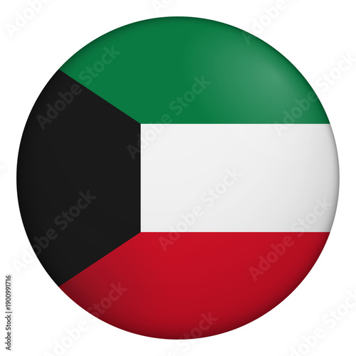 Flag of Kuwait. Glossy circular flag. Button appearance. 3D Icon Design with depth Free Download Flag of Kuwait. Glossy circular flag. Button appearance. 3D Icon Design with depth - GFXLoad