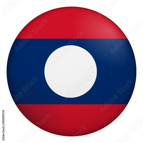 Free Download Flag of Laos. Glossy circular flag. Button appearance. 3D Icon Design with depth - GFXLoad