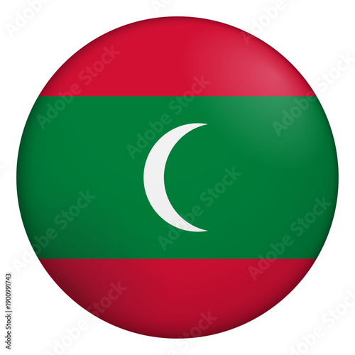 Free Download Flag of Maldives. Glossy circular flag. Button appearance. 3D Icon Design with depth - GFXLoad