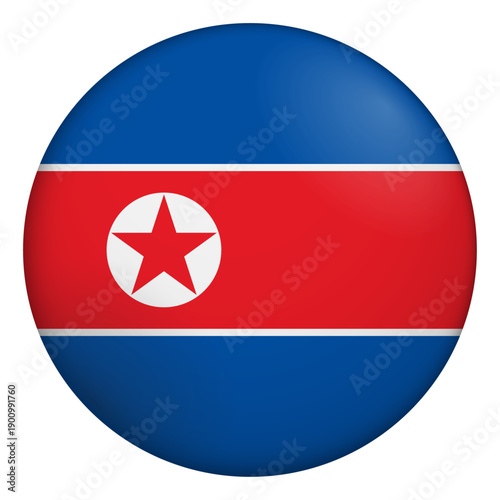 Free Download Flag of North Korea. Glossy circular flag. Button appearance. 3D Icon Design with depth - GFXLoad