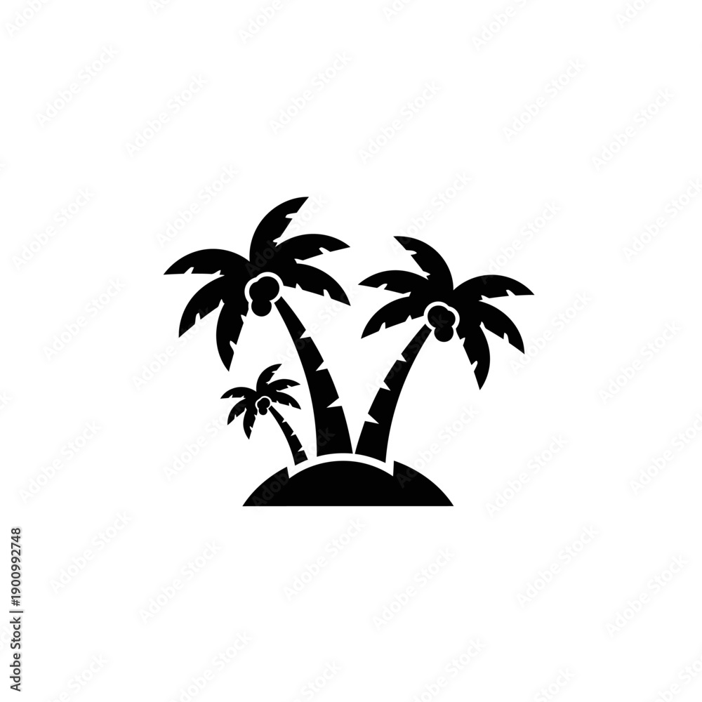 Obraz premium Tropical Island Palm Trees Silhouette Icon Vector