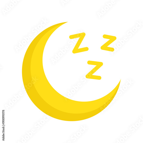 Sleeping Crescent Moon with zzz flat Icon for Dream Sleep Night Bedtime Relax Design