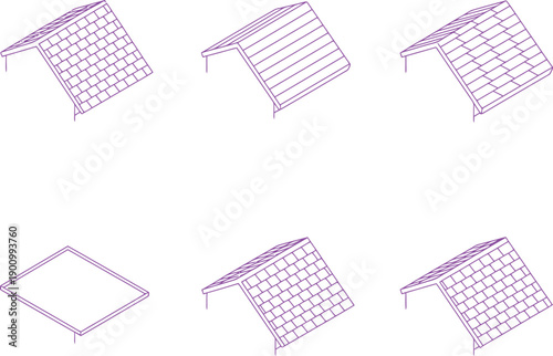 Minimalist Wireframe Roof Designs in Purple architectural drawing CAD design