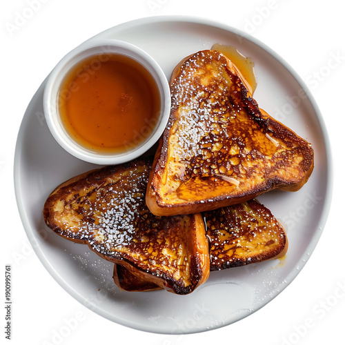 Top down view of golden french toast