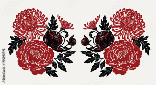 Traditional Chinese floral pattern background isolated white background