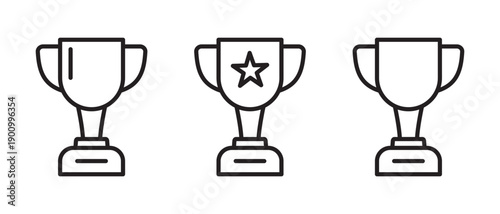 Trophy Line Icon, Award, Victory and Achievement Symbols Set