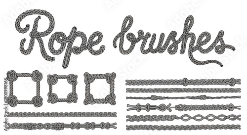 Decorative Rope Brushes, Frames, and Borders for Nautical or Craft Projects.
