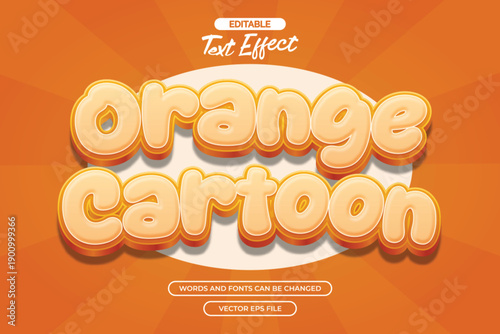 Orange cartoon editable text effect with orange comic background
