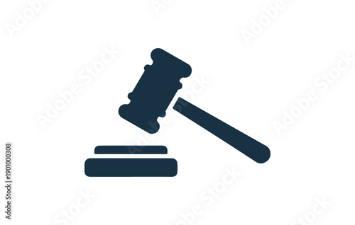 Legal gavel and sound block icon representing justice law and court authority vector illustration