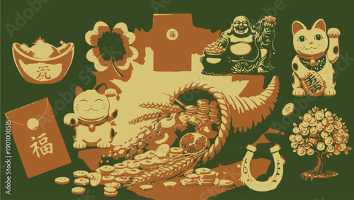 Asian New Year Celebration Elements