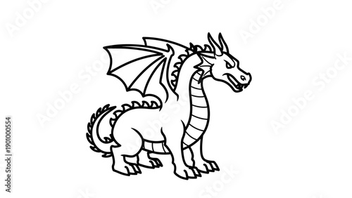 Black and White Dragon Illustration