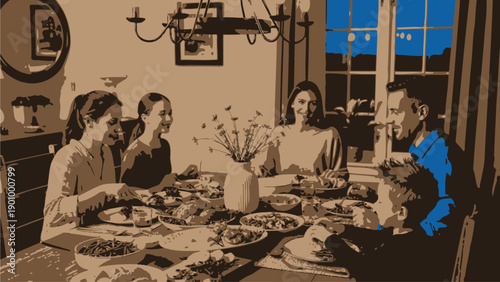 Family Gathering Around the Dinner Table
