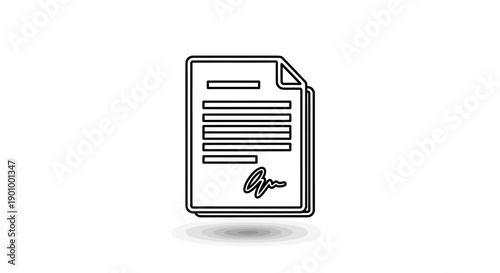 Document page illustration with key icon and text viewed from directly above on a plain surface
