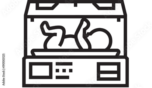 Printer icon with paper output tray and line art outline, black and white pictogram for office printing, document workflow, UI app button, web interface symbol