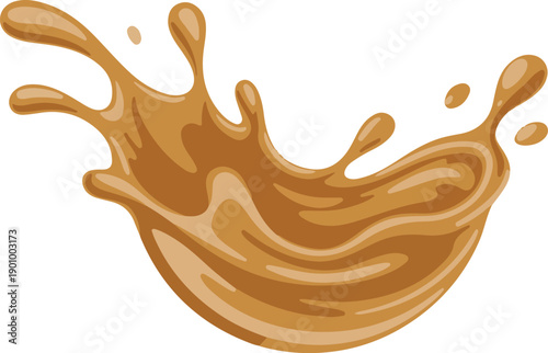 Splash of caramel sauce, liquid dessert ingredient, sweet food element