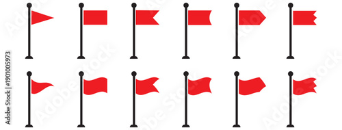 Flag icon. Set of black flag icons. Vector illustration. collection