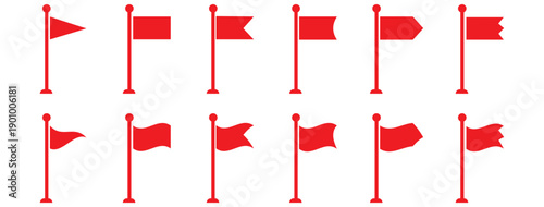 Flag icon. Set of black flag icons. Vector illustration. collection