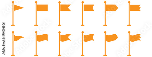 Flag icon. Set of black flag icons. Vector illustration. collection