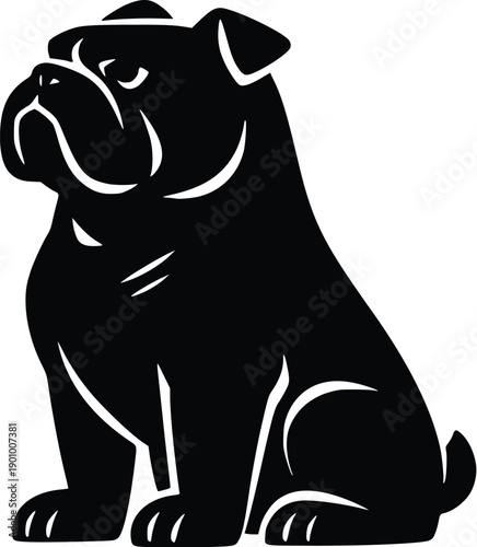Upright Sitting Bulldog Silhouette Vector – Proud Dog Posture Art