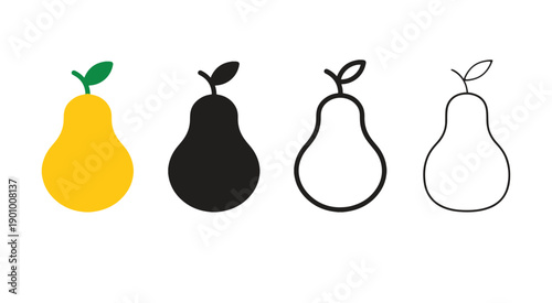 Fresh pear Fruit vector icon Isolated On White Background, Modern Organic simple sign. Healthy Food Illustration logo
