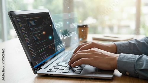 Artificial intelligence tool for daily tasks and data management using automation on laptop to improve productivity and streamline work processes with smart solutions