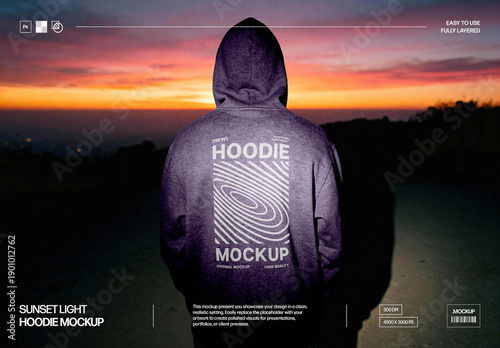Sunset Back-View Hoodie Mockup