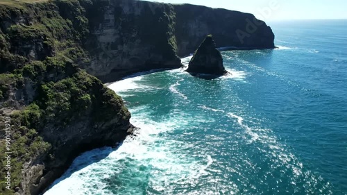 Rugged Coastline with Cliffs and Ocean Waves.