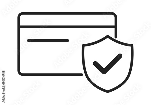 Illustration of a Credit Card with a Shield Icon, Symbolizing Secure Online Payments and Transactions