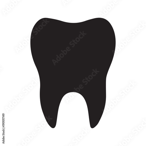 Tooth icon. Vector illustratin of human tooth silhouette, isolated on white background.
