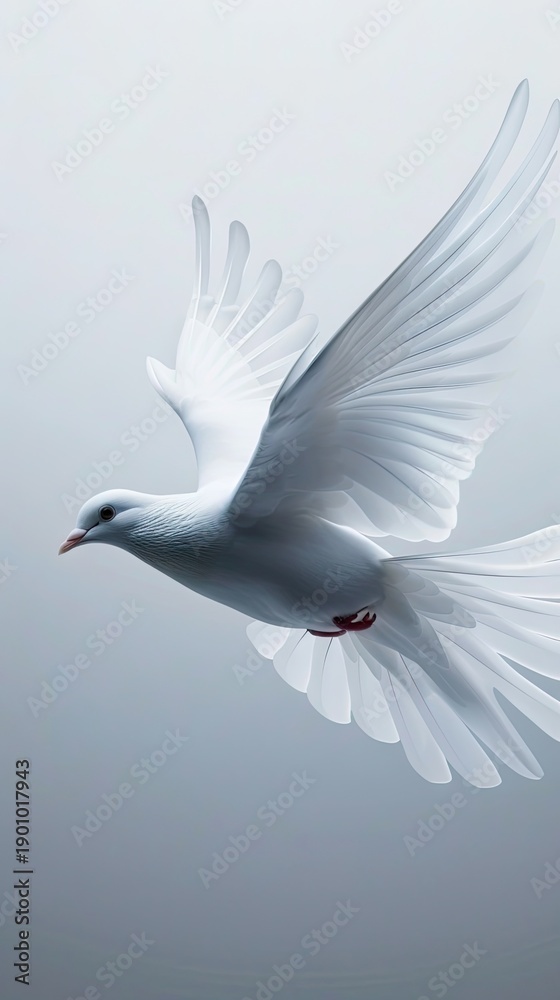 Fototapeta premium Soaring white bird against soft gradient background