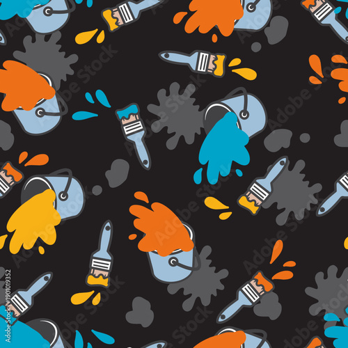 Abstract Artistic Flair Paint and Brush Pattern. Perfect for fabric designs, wrapping papers, or any project that calls for a burst of creativity, this pattern is sure to inspire artists of all ages.