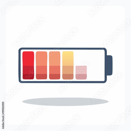 Depleted battery graphic icon: low charge indicator, power level, energy status, technology