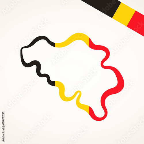 Outline map of Belgium marked in flag colors