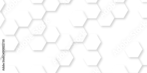 Abstract hexagon white background with shadow .white background Futuristic blue neon honeycombs. Modern technology design. Vector illustration.	