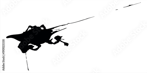 Dynamic black ink splash creating an abstract, expressive shape on a pristine white background