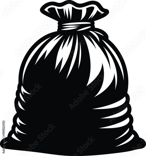 Strongly tied grain sack icon silhouette illustration isolated on a white background