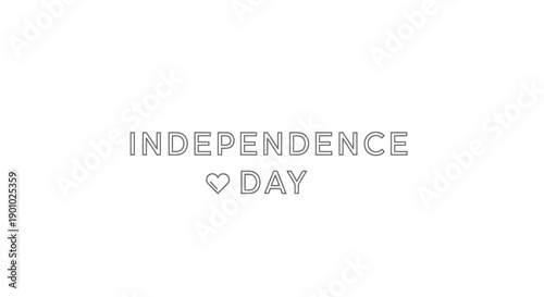 Independence Day text with heart symbol, patriotic typography, vector illustration for banner or poster, overlay effect, transparent background